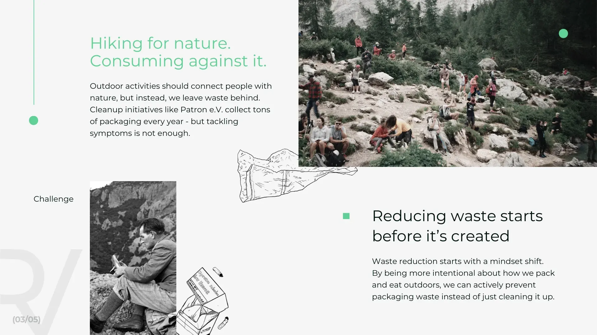 Challenge: Hiking for nature. Consuming against it.